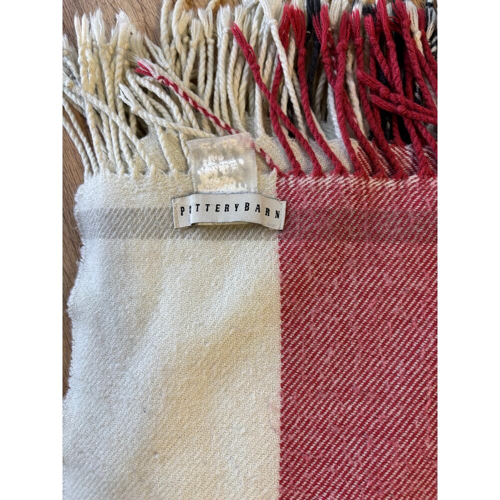 Pottery Barn McKinley Red Black Plaid Light Throw Blanket Cabin 50 X 60
